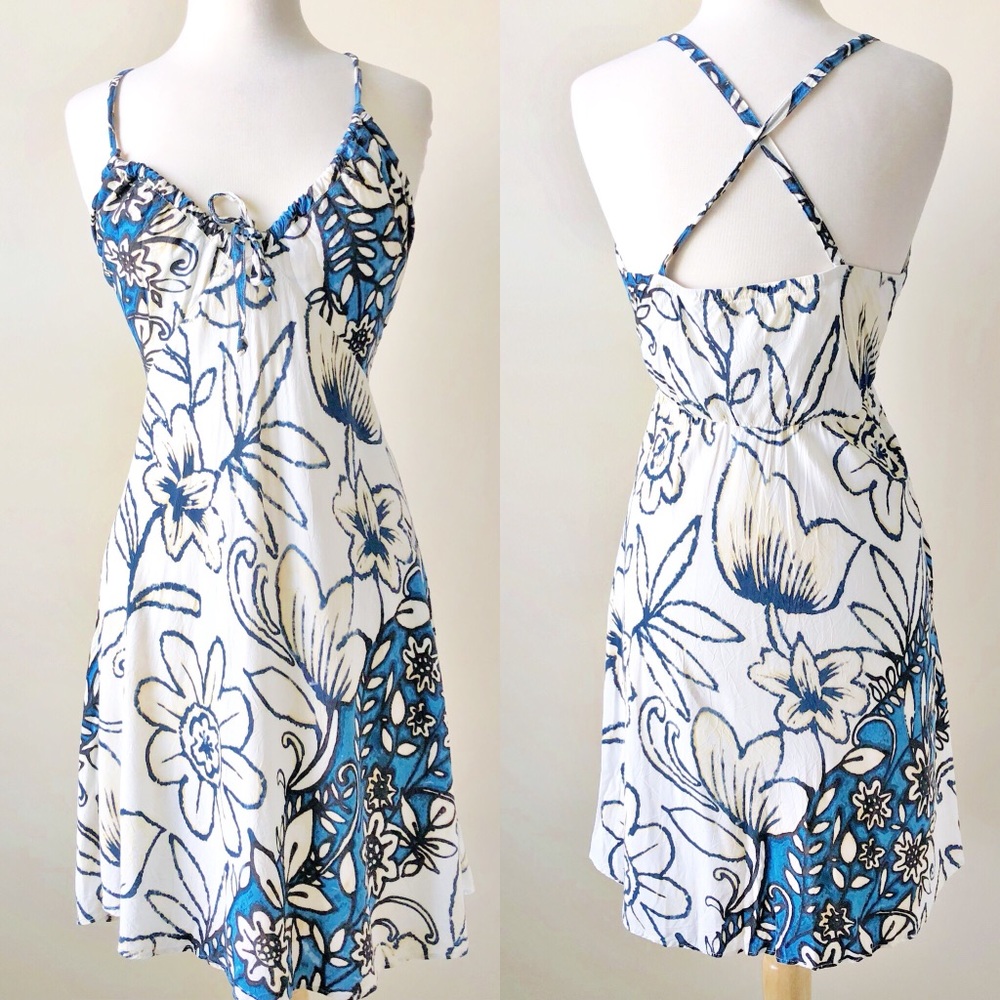 Jams World Raiatea Blue Hawaiian Floral Sundress